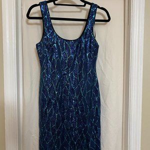 EVERYTHING MUST GO SALE: Sequins (Blue, Green, Navy) Party Dress